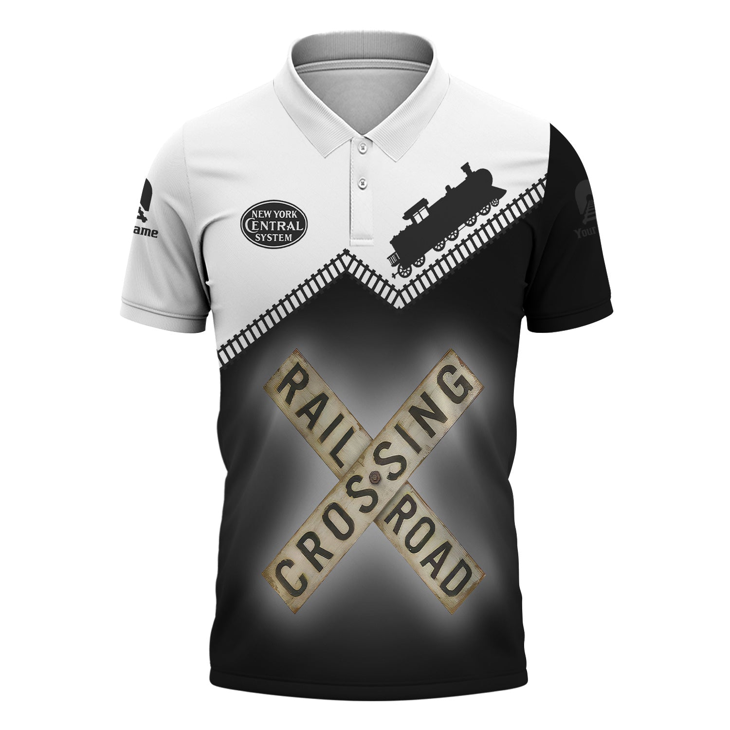 Railspirit Personalized New York Central Railroad Polo Shirt Railroad Crossing Printed Train Track Shirt