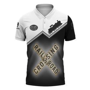 Railspirit Personalized New York Central Railroad Polo Shirt Railroad Crossing Printed Train Track Shirt
