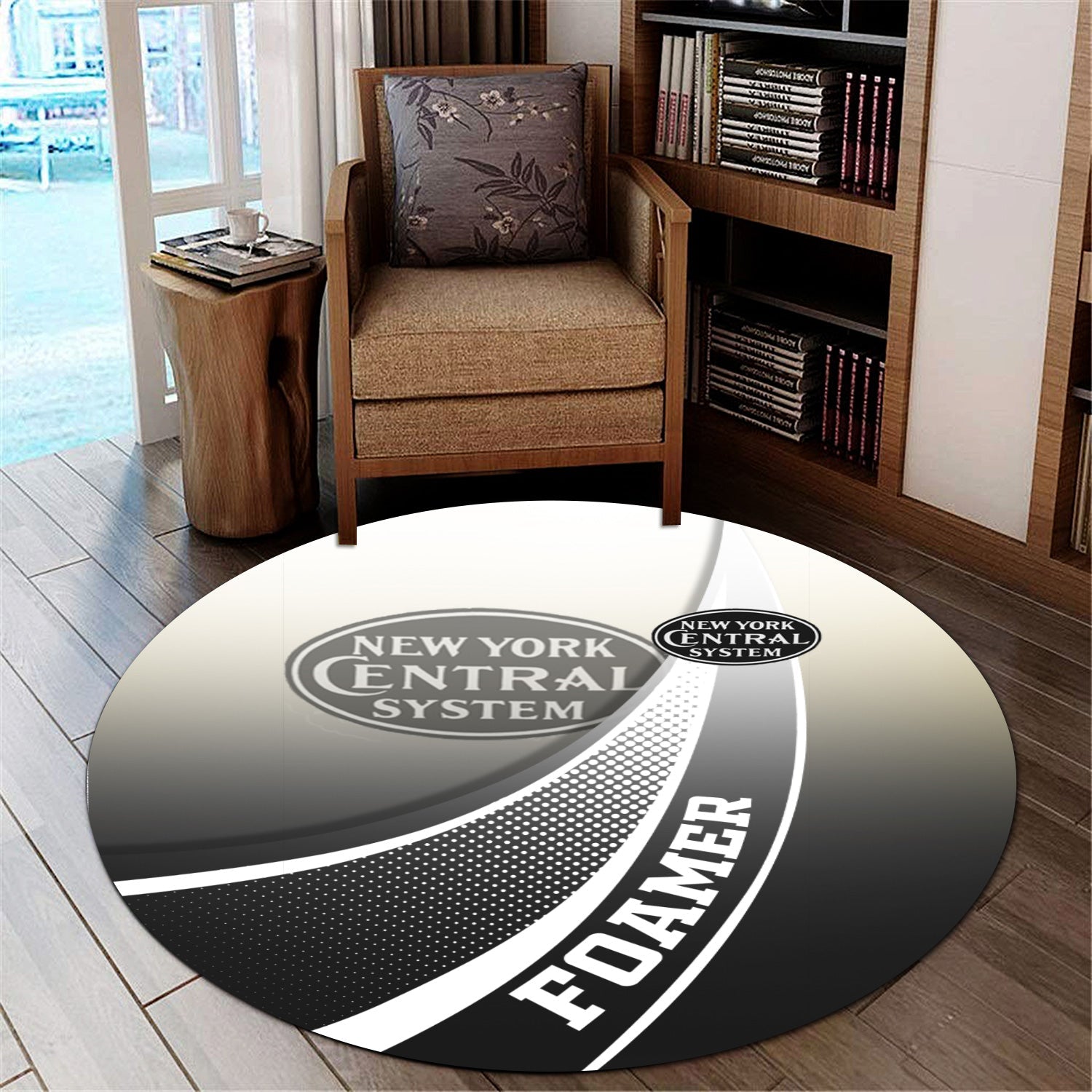 Railspirit New York Central Railroad Round Mat Railway-Themed Style Mat Gift Idea For Trainspotter