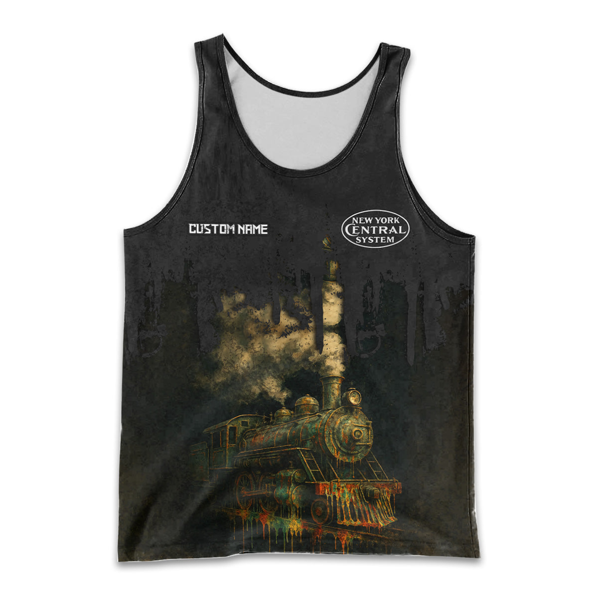 Railspirit Personalized New York Central Railroad Men Tank Top Vintage Train Art Style Shirt For Locomotive Fans
