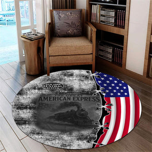 Railspirit New York Central Railroad Round Mat Retro American Express Train With USA Flag Round Mat