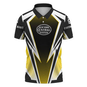 Railspirit Personalized New York Central Railroad Polo Shirt Lightning Graphic Style Shirt Gift Idea For Train Lover