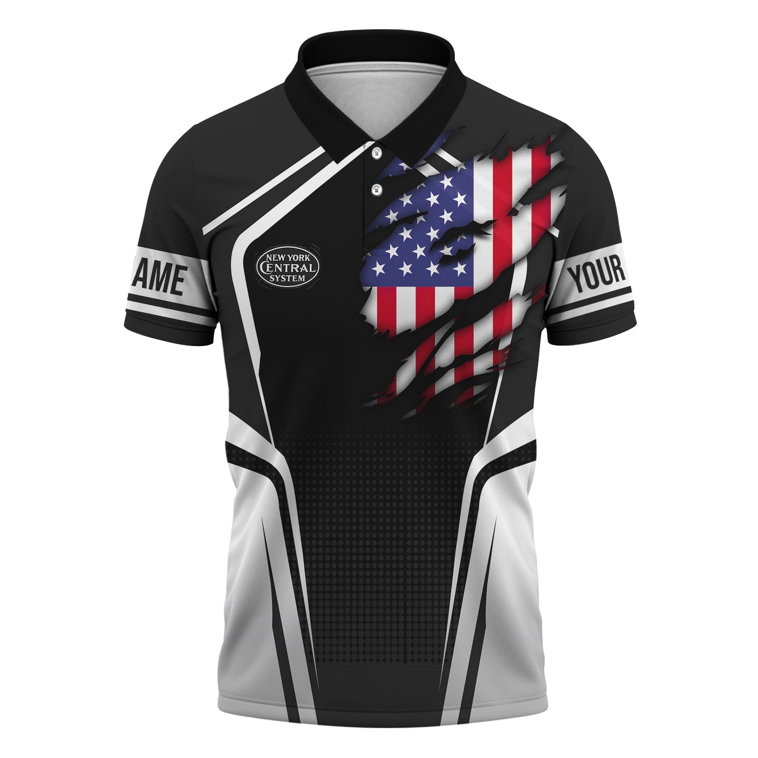 Railspirit Personalized New York Central Railroad Polo Shirt American Eagle Vintage Train Shirt