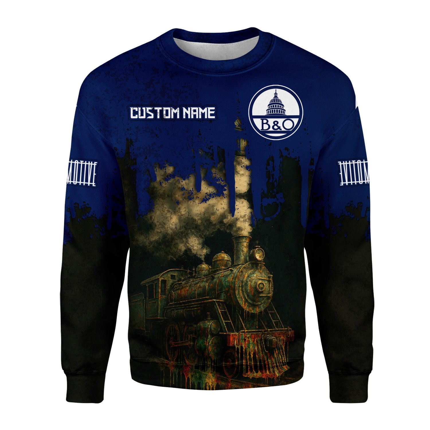 Railspirit Personalized Baltimore and Ohio Railroad Sweatshirt Vintage Train Art Style B&O Shirt For Locomotive Fans