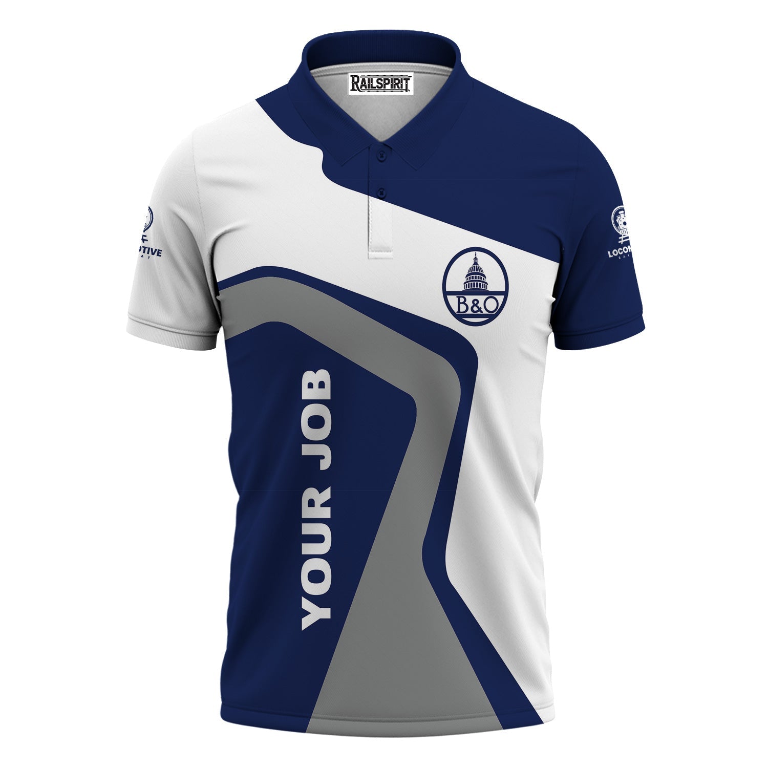 Railspirit Personalized Baltimore and Ohio Railroad Polo Shirt Unique Design with Custom Job Position B&O Train Shirt