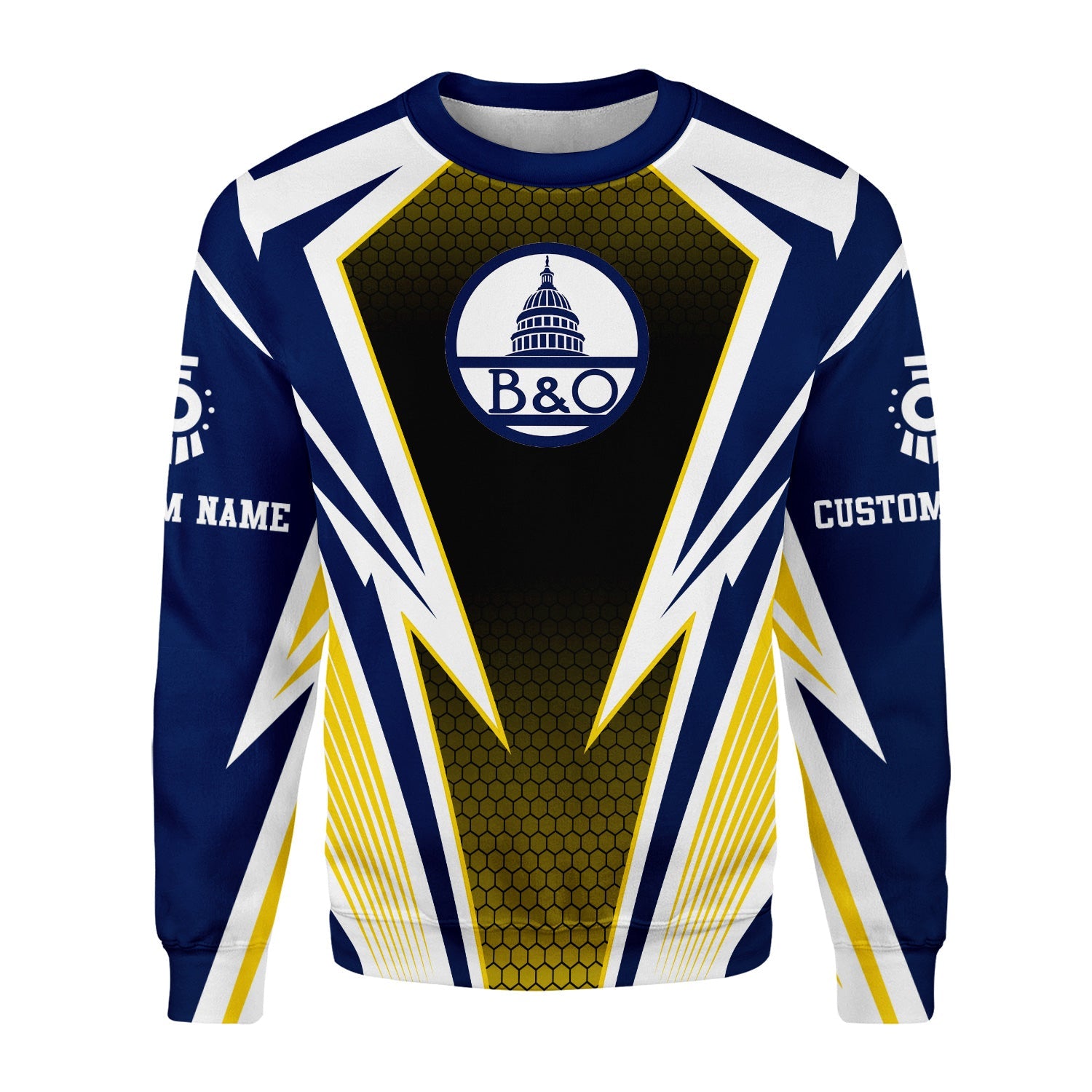 Railspirit Personalized Baltimore and Ohio Railroad Sweatshirt Lightning Graphic Style B&O Shirt Gift Idea For Train Lover