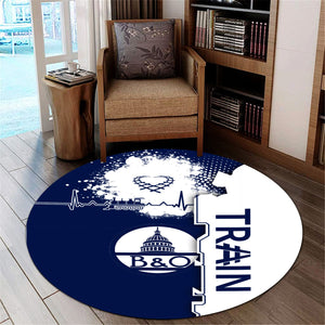 Railspirit Baltimore and Ohio Railroad Round Mat Engine Heartbeat and Track Love Style B&O Mat Gift Idea For Train Lovers