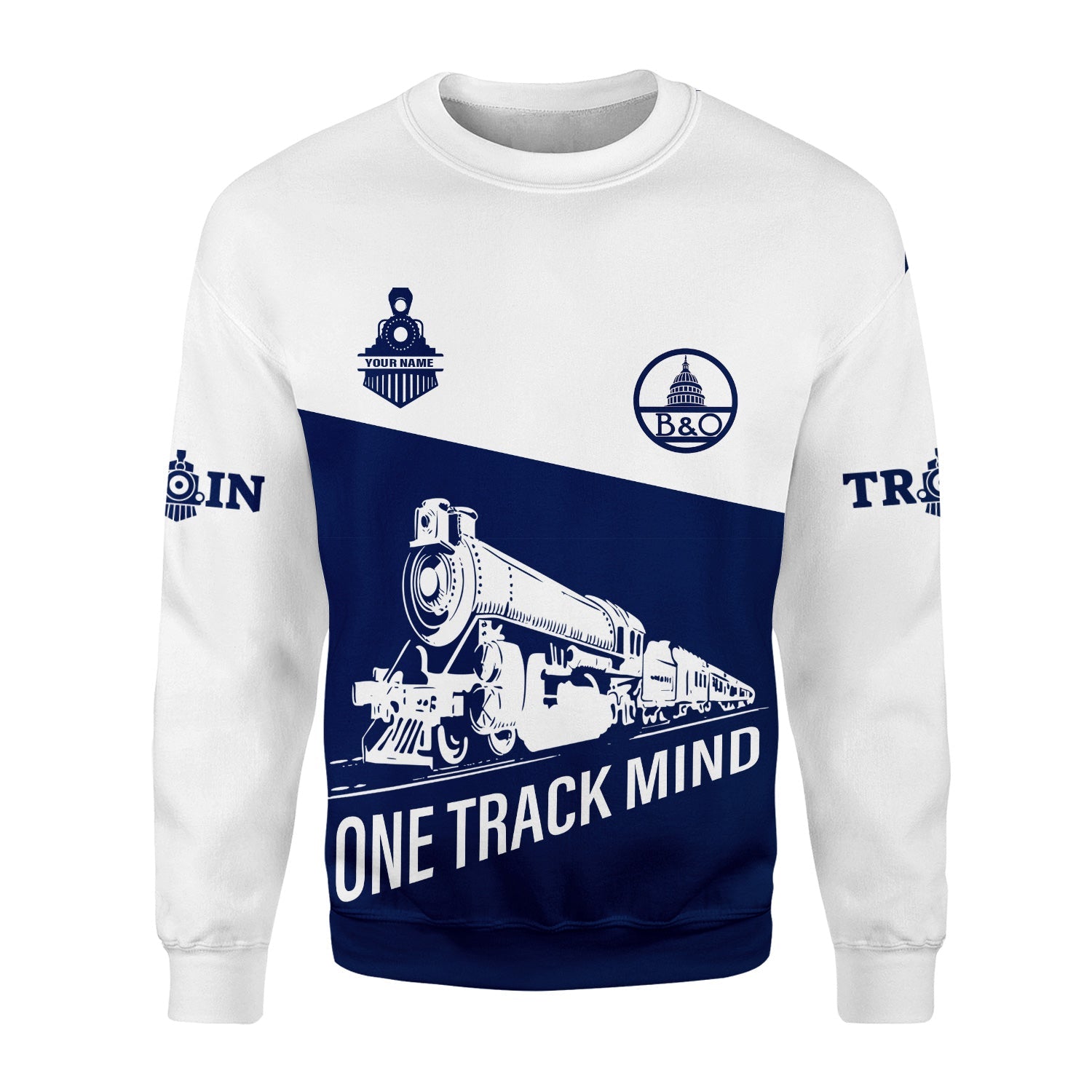 Railspirit Personalized Baltimore and Ohio Railroad Sweatshirt One Track Mind B&O Train Sweater Gift Idea For Train Lover