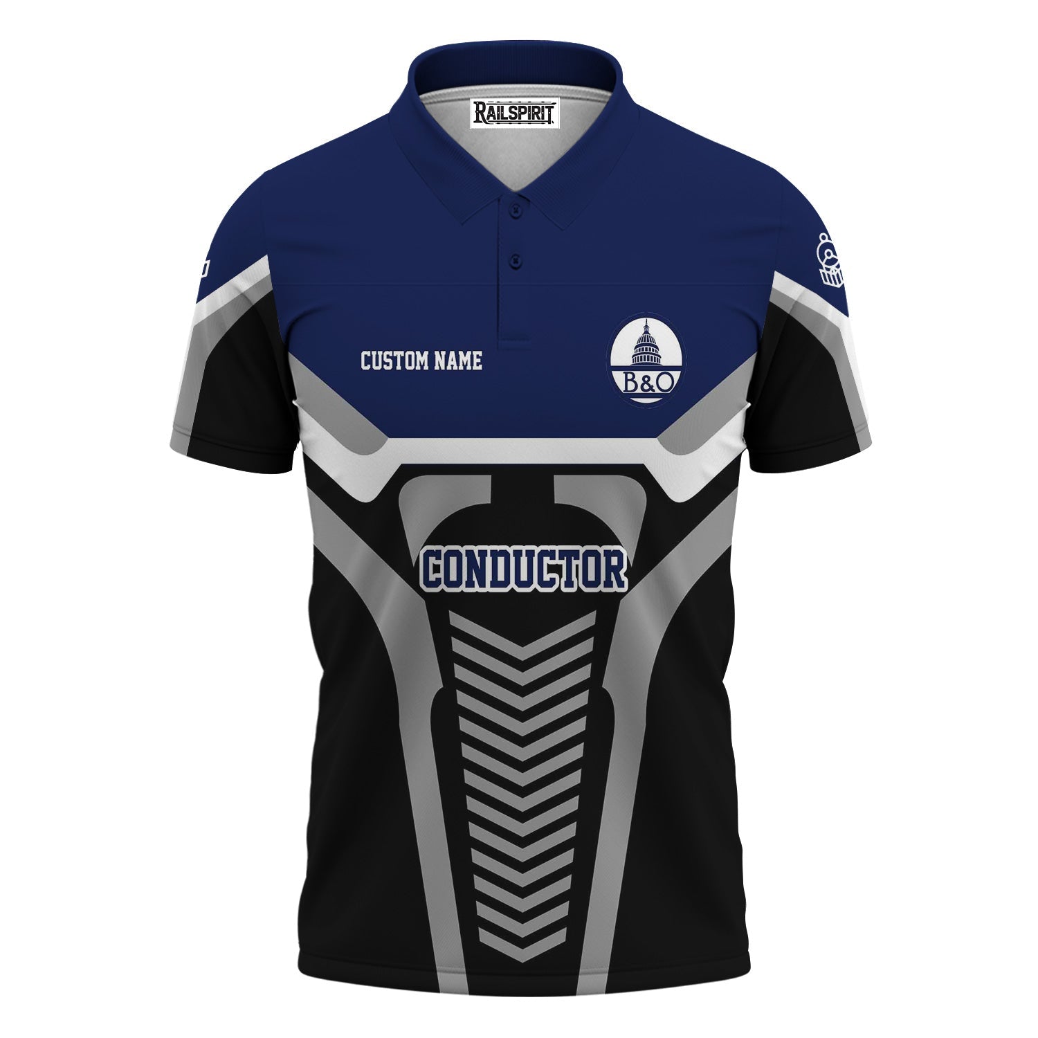 Railspirit Personalized Baltimore and Ohio Railroad Polo Shirt Track-Inspired with Custom Job Position B&O Train Shirt