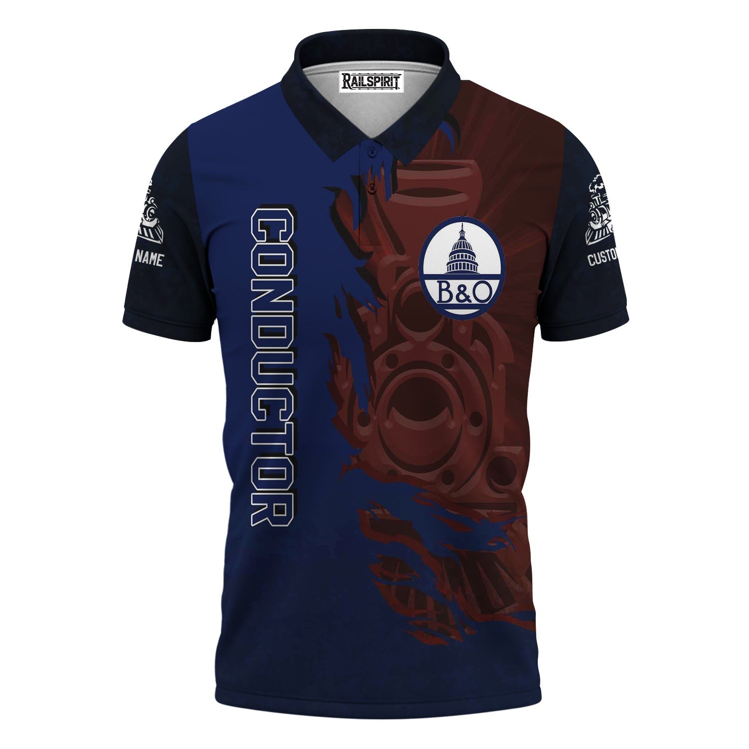 Railspirit Personalized Baltimore and Ohio Railroad Polo Shirt Blazing Style with Custom Position B&O Train Shirt