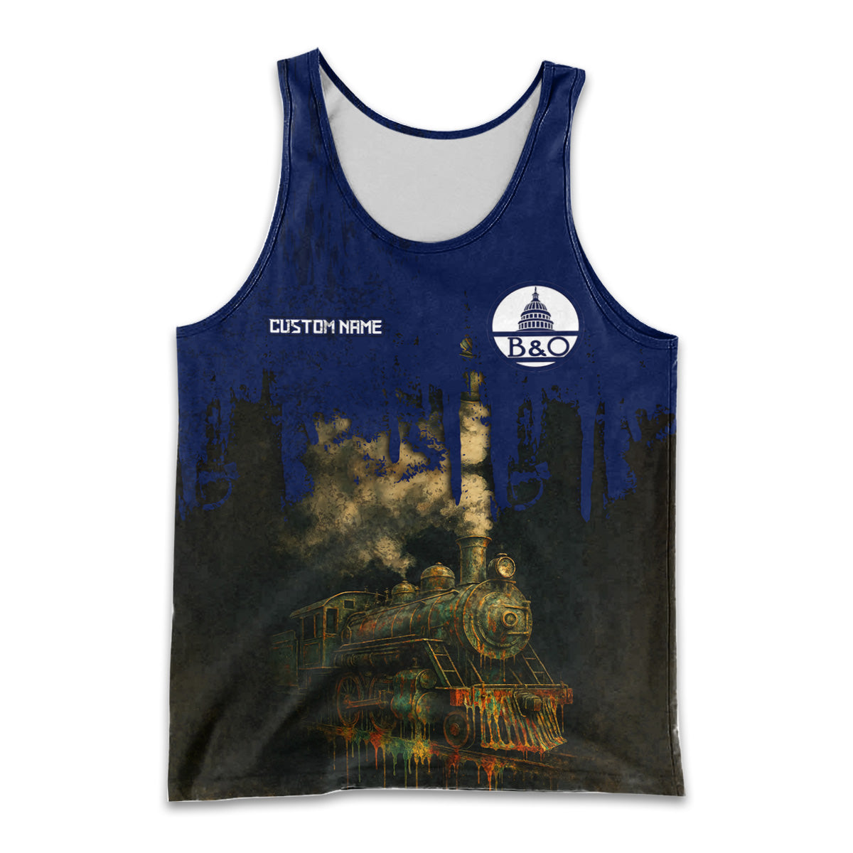 Railspirit Personalized Baltimore and Ohio Railroad Men Tank Top Vintage Train Art Style B&O Shirt For Locomotive Fans