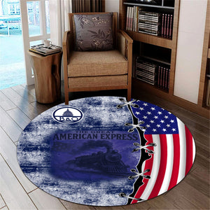Railspirit Baltimore and Ohio Railroad Round Mat Retro American Express Train With USA Flag B&O Round Mat