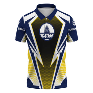 Railspirit Personalized Baltimore and Ohio Railroad Polo Shirt Lightning Graphic Style B&O Shirt Gift Idea For Train Lover