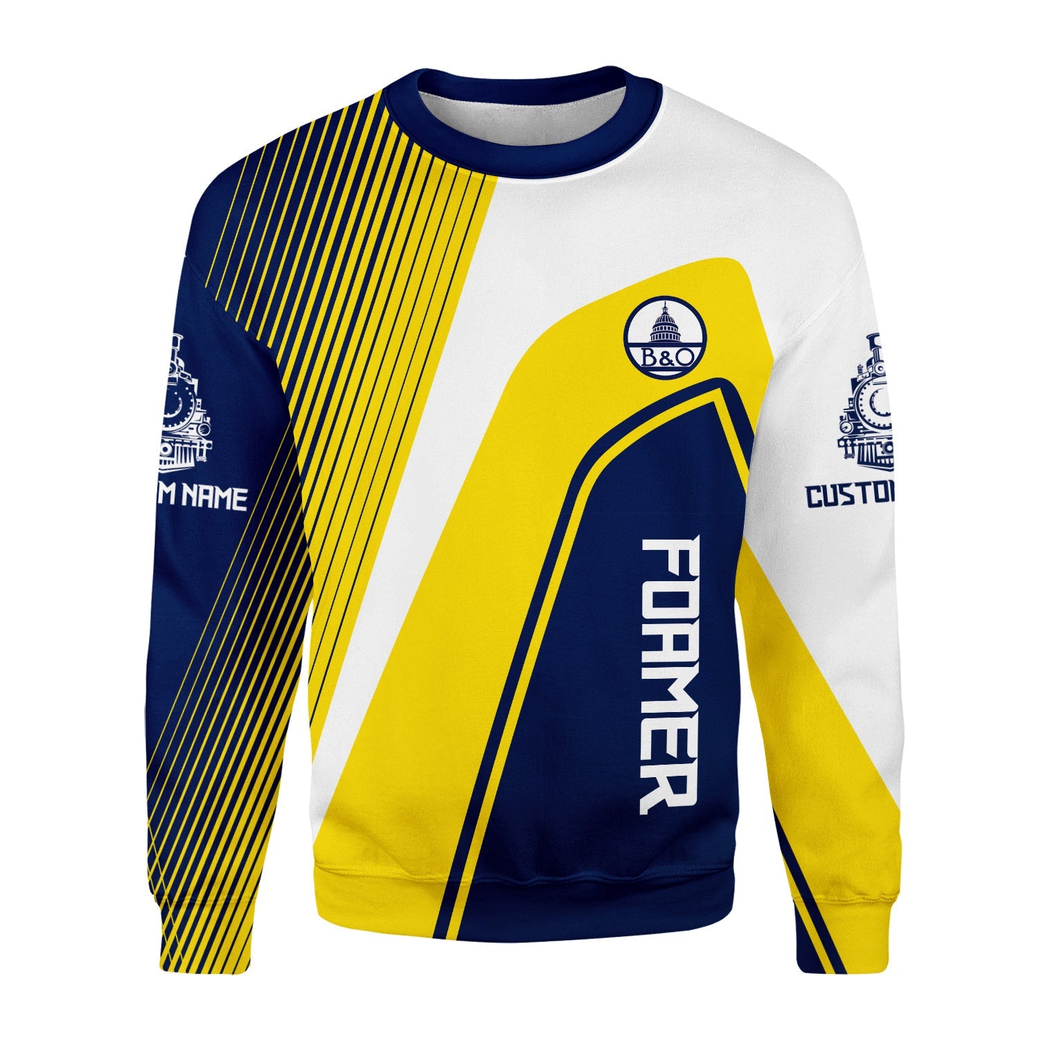 Railspirit Personalized Baltimore and Ohio Railroad Sweatshirt Vibrant Striking Style B&O Shirt For Rail Enthusiasts