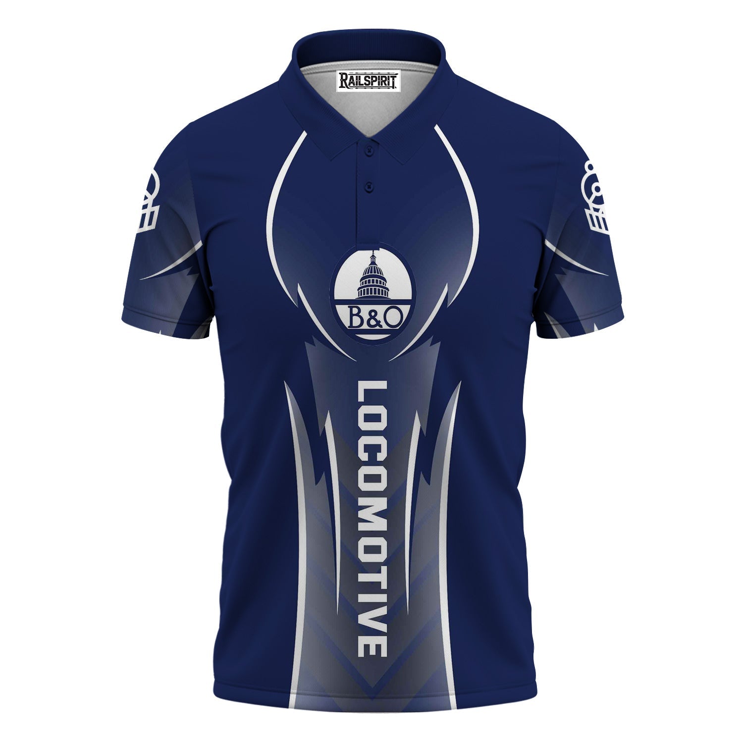 Railspirit Personalized Baltimore and Ohio Railroad Polo Shirt Striking Line Style B&O Train Shirt For Locomotive Lovers