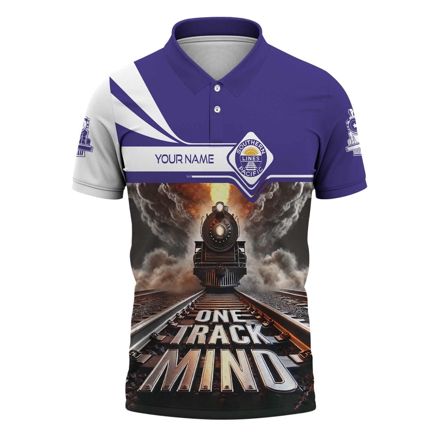 Railspirit Personalized Southern Pacific Railroad Polo Shirt One Track Mind Train Printed Shirt