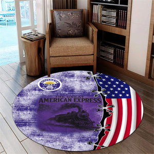 Railspirit Southern Pacific Railroad Round Mat Retro American Express Train With USA Flag Round Mat