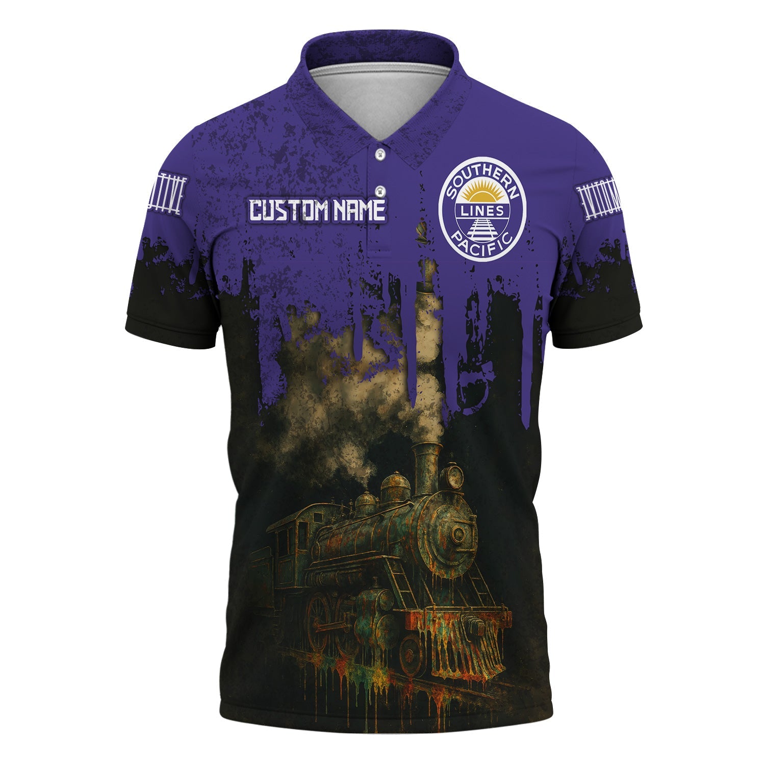 Railspirit Personalized Southern Pacific Railroad Polo Shirt Vintage Train Art Style Shirt For Locomotive Fans