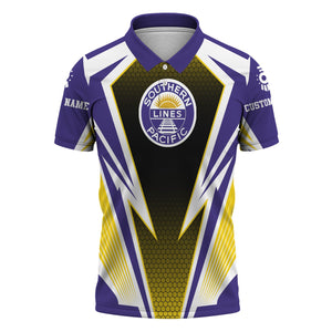 Railspirit Personalized Southern Pacific Railroad Polo Shirt Lightning Graphic Style Shirt Gift Idea For Train Lover