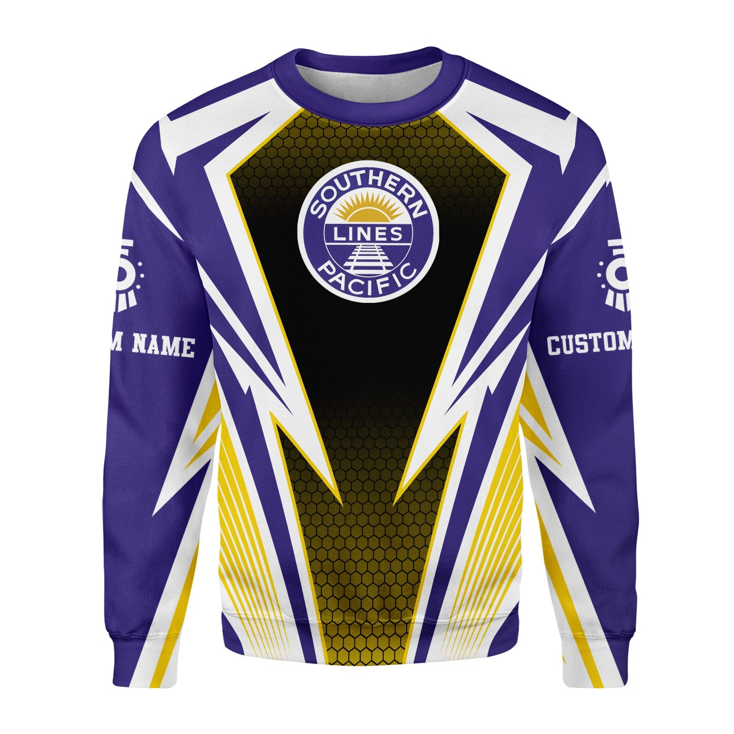 Railspirit Personalized Southern Pacific Railroad Sweatshirt Lightning Graphic Style Shirt Gift Idea For Train Lover