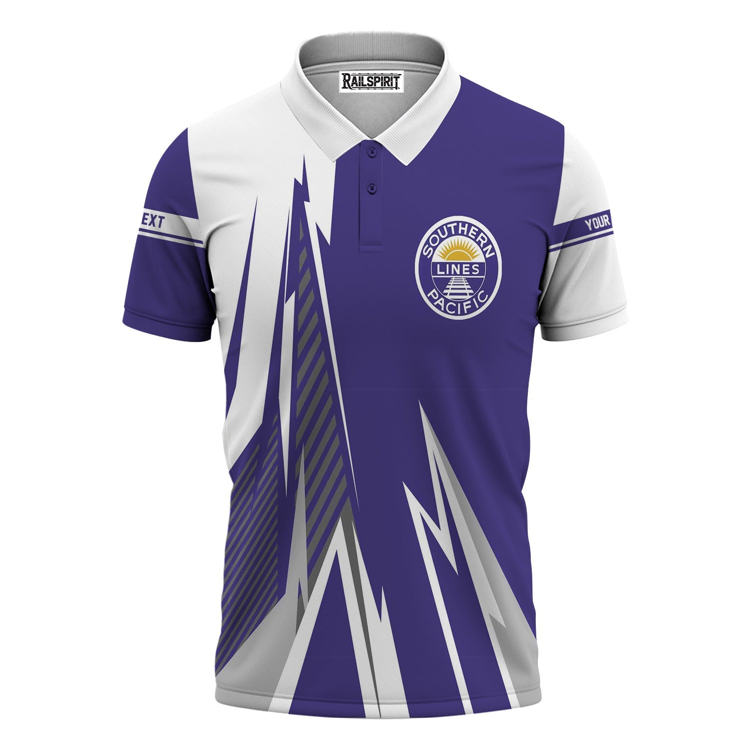 Railspirit Personalized Southern Pacific Railroad Polo Shirt Lightning-Inspired Railway Style Shirt For Train Lovers