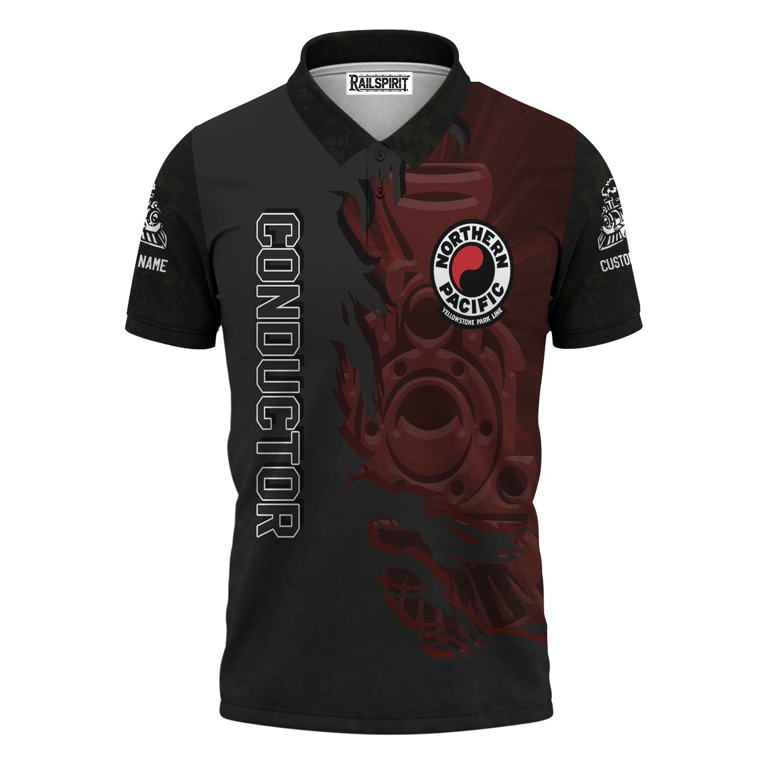 Railspirit Personalized Northern Pacific Railway Polo Shirt Blazing Style with Custom Position Train Shirt