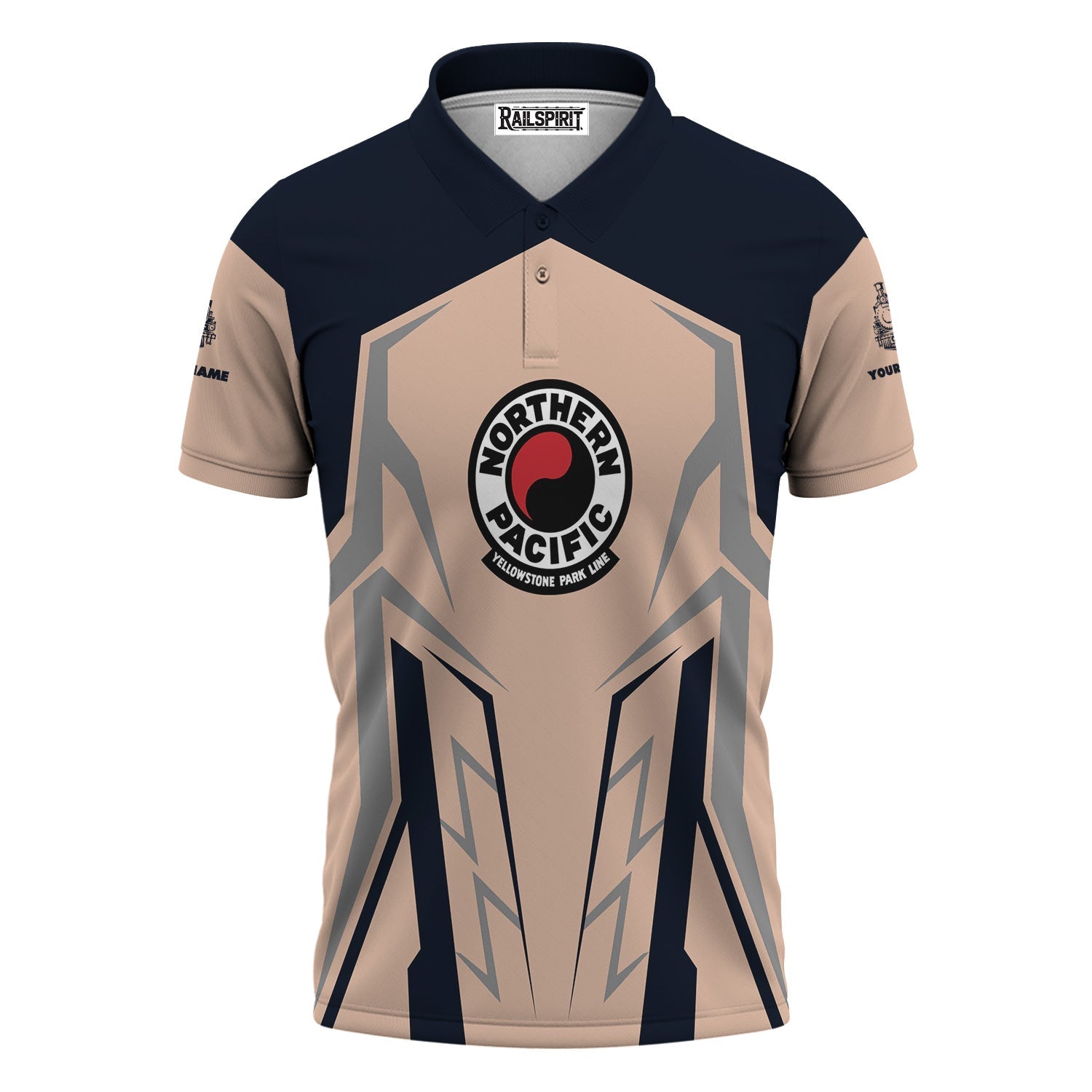 Railspirit Personalized Northern Pacific Railway Polo Shirt Futuristic Design with Custom Job Train Shirt