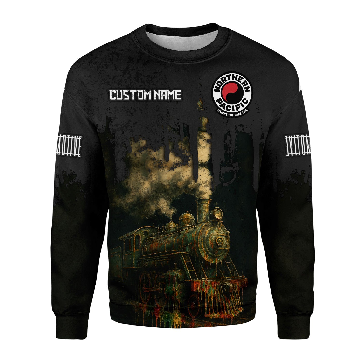 Railspirit Personalized Northern Pacific Railway Sweatshirt Vintage Train Art Style Shirt For Locomotive Fans