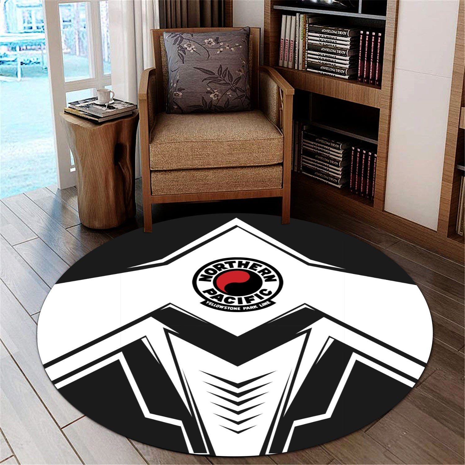 Railspirit Northern Pacific Railway Round Mat Railway Trainspotter Style Mat Gift Idea For Foamers