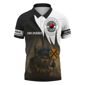 Railspirit Personalized Northern Pacific Railway Polo Shirt Angry Train Polo Shirt Gift Idea For Train Lover