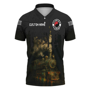 Railspirit Personalized Northern Pacific Railway Polo Shirt Vintage Train Art Style Shirt For Locomotive Fans