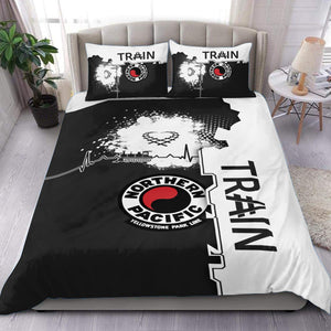 Railspirit Northern Pacific Railway Bedding Set Engine Heartbeat and Track Love Style Bedding Set Gift Idea For Train Lovers