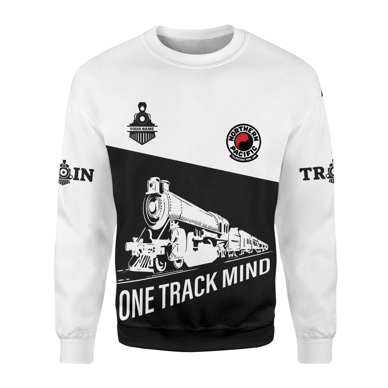 Railspirit Personalized Northern Pacific Railway Sweatshirt One Track Mind Train Sweater Gift Idea For Train Lover