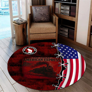 Railspirit Great Northern Railway Round Mat Retro American Express Train With USA Flag GNR Round Mat