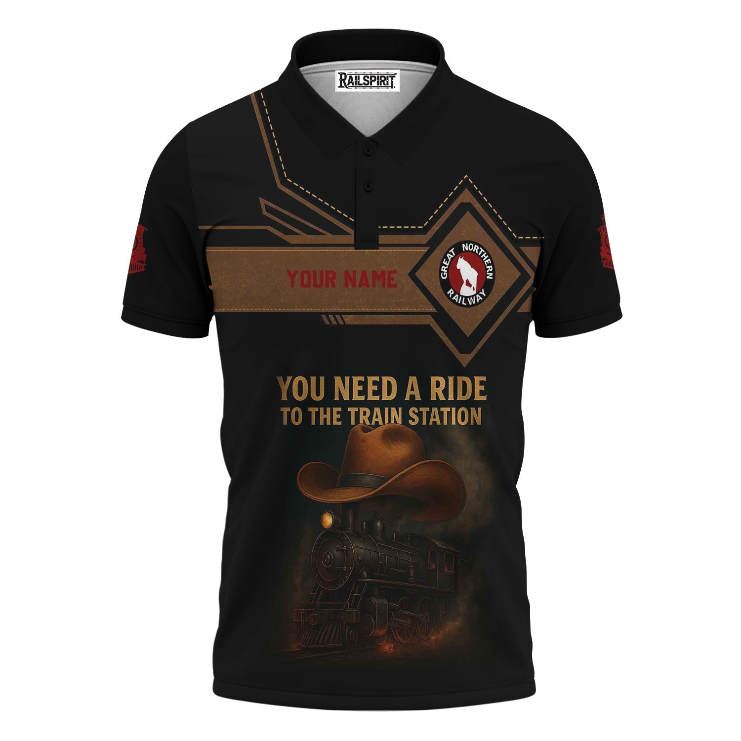 Railspirit Personalized Great Northern Railway Polo Shirt You Need A Ride To The Train Station GNR Shirt For Train Lovers