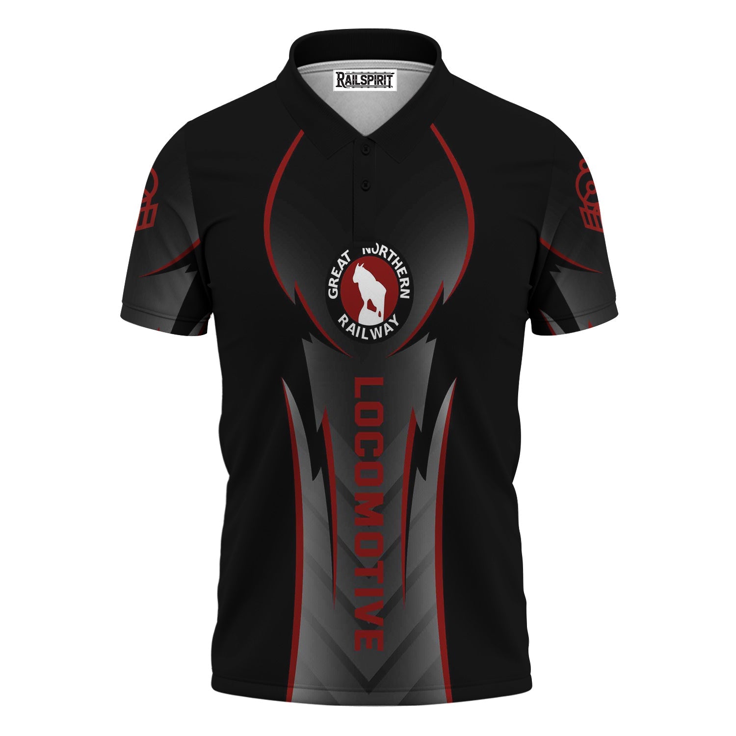 Railspirit Personalized Great Northern Railway Polo Shirt Striking Line Style GNR Train Shirt For Locomotive Lovers