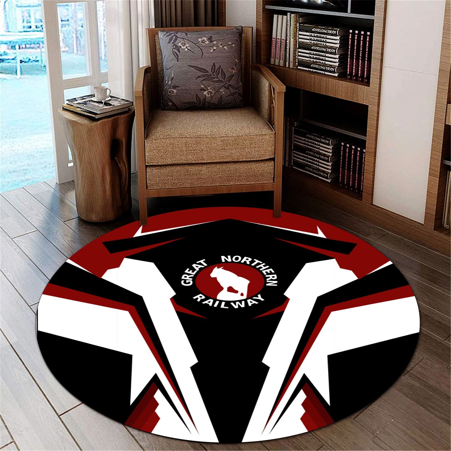 Railspirit Great Northern Railway Round Mat Strong Line Style GNR Mat All Over Print