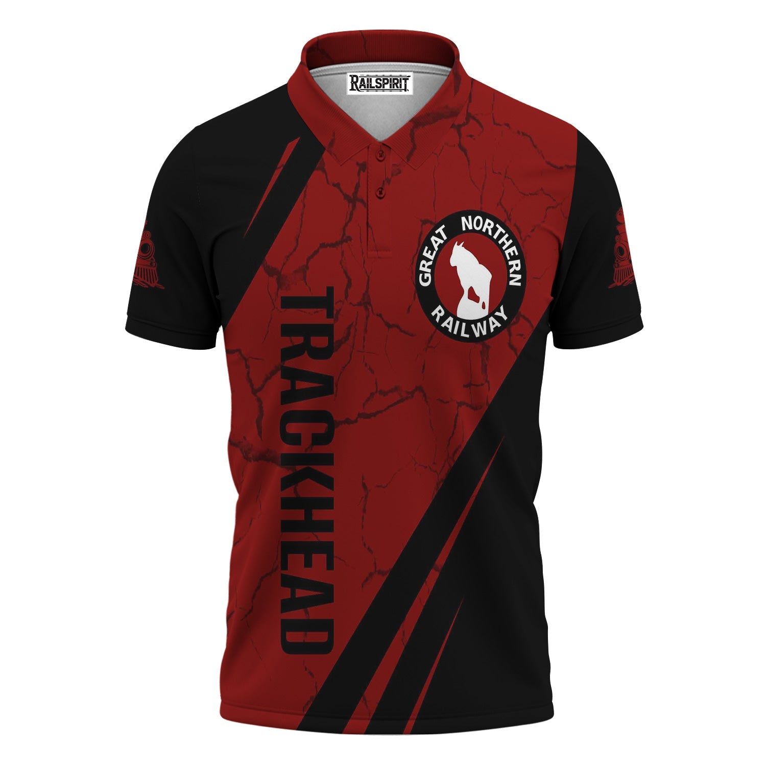 Railspirit Personalized Great Northern Railway Polo Shirt Crackle Texture Style GNR Train Shirt For Trackhead