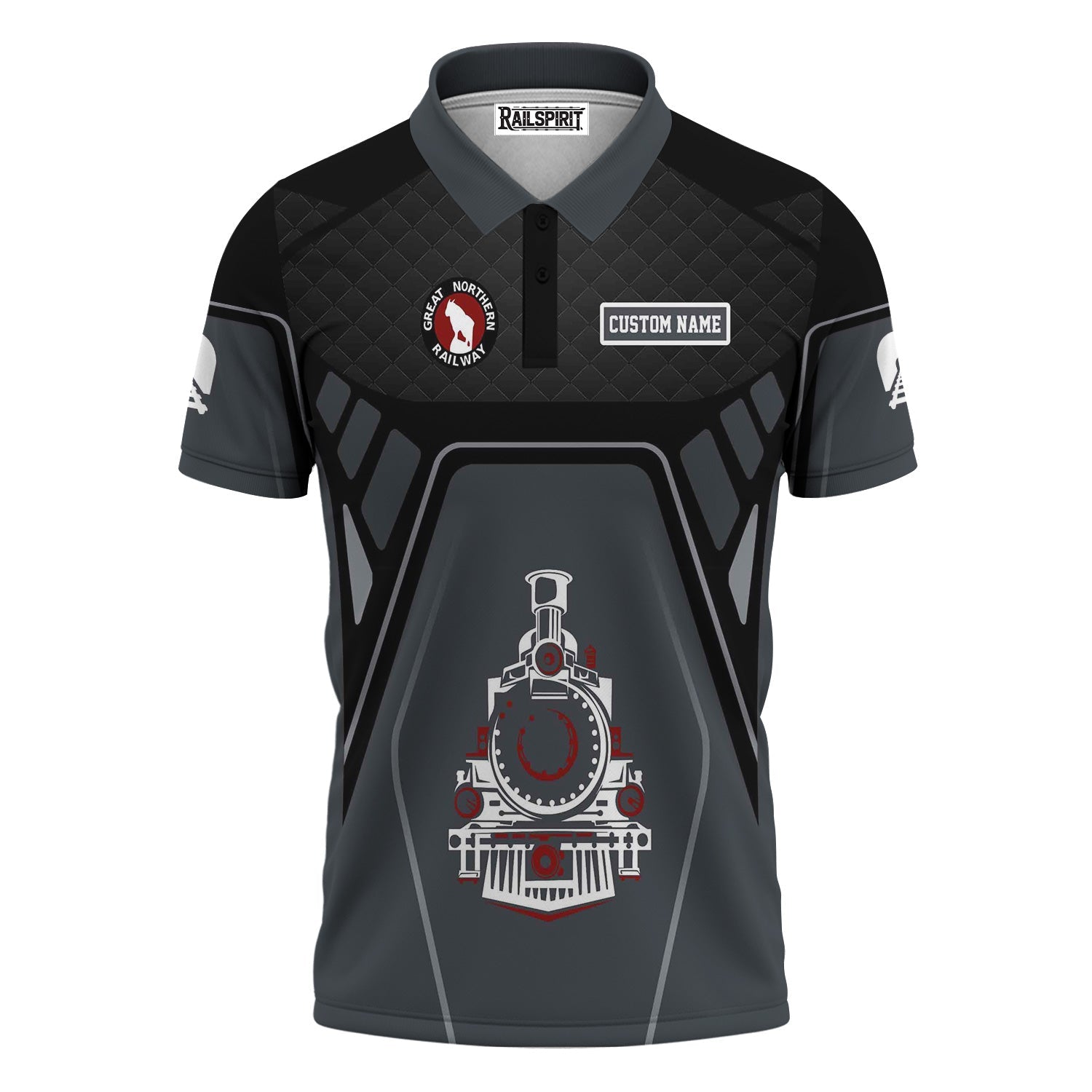 Railspirit Personalized Great Northern Railway Polo Shirt Steam Locomotive Engine Graphic GNR Train Shirt All Over Print