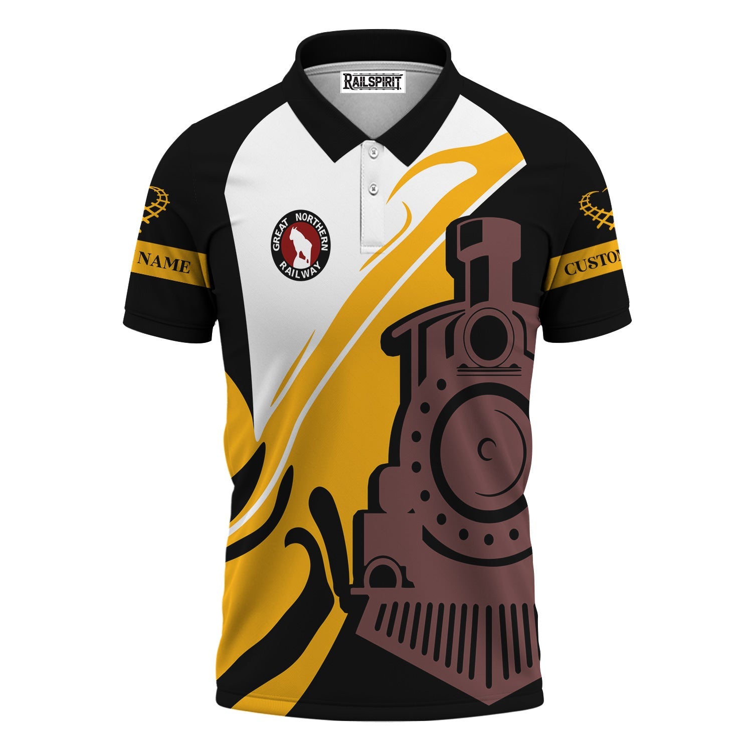 Railspirit Personalized Great Northern Railway Polo Shirt Flame-Inspired Style GNR Shirt Gift Idea For Train Lovers