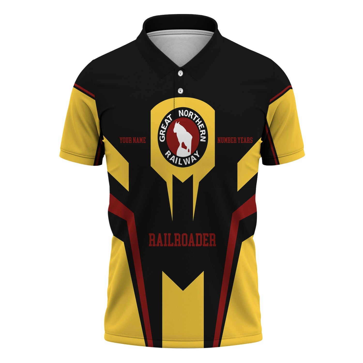 Railspirit Personalized Great Northern Railway Polo Shirt Custom Year Railroader GNR Shirt Gift Idea For Train Lover