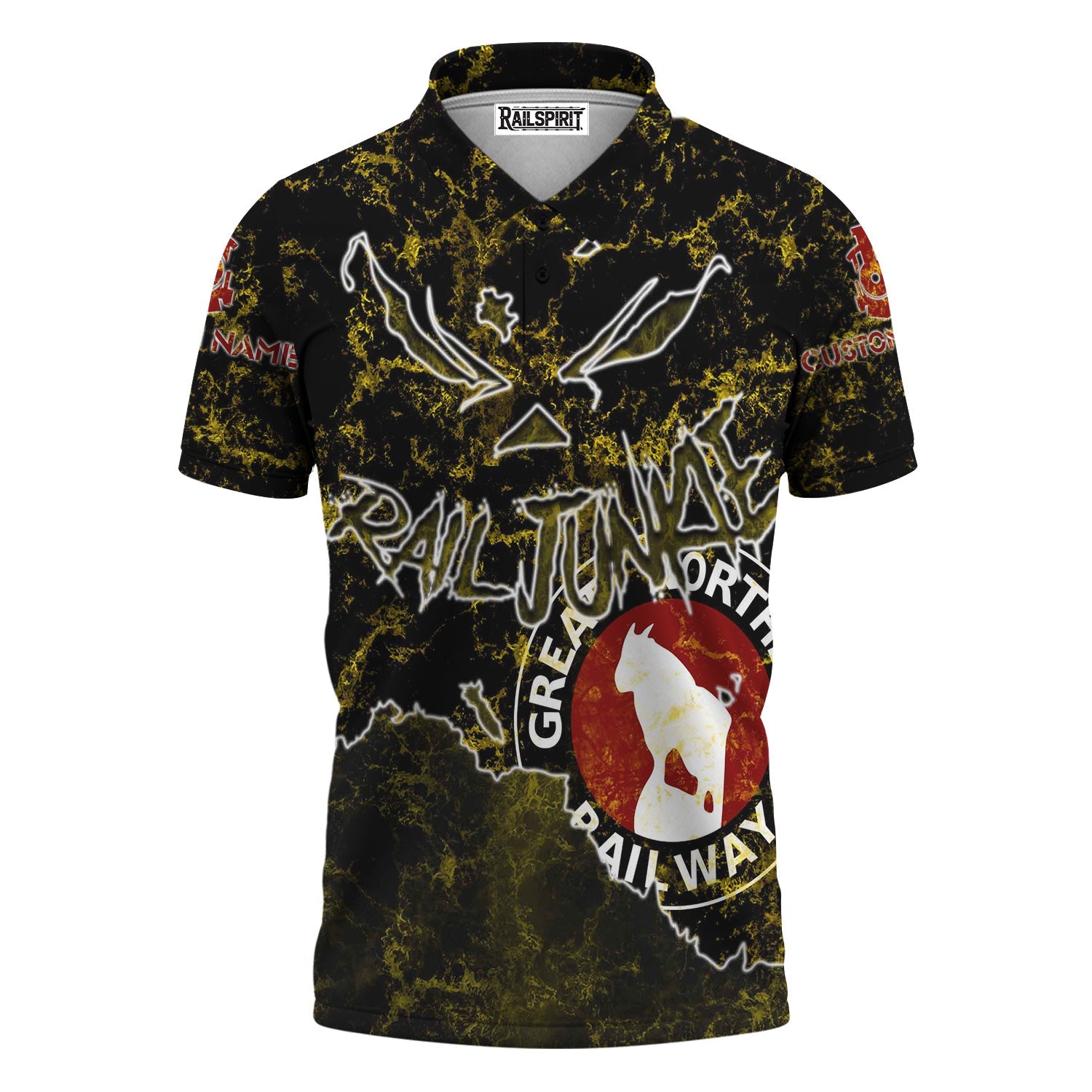 Railspirit Personalized Great Northern Railway Polo Shirt Torn Graphic Style GNR Train Shirt For Rail Junkie