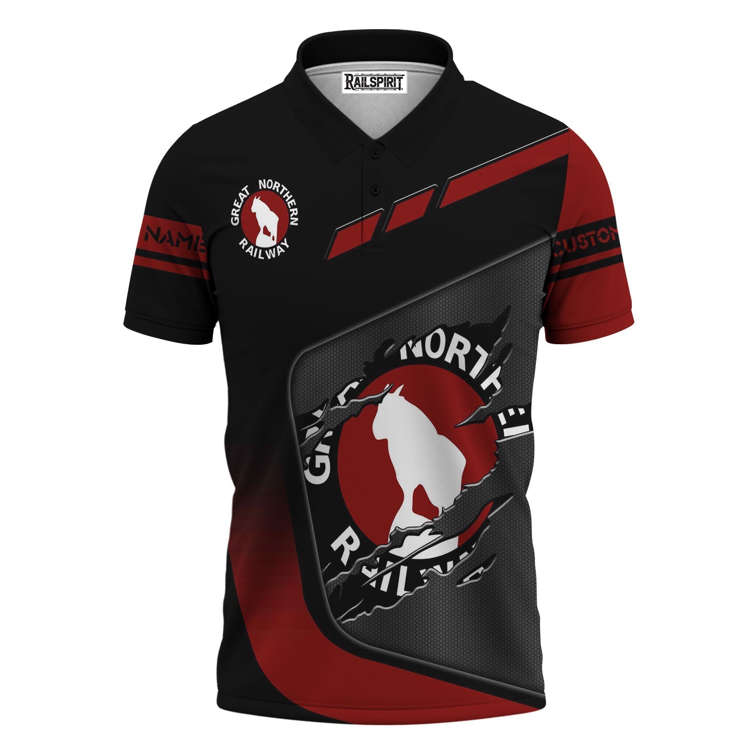 Railspirit Personalized Great Northern Railway Polo Shirt Ripped Texture Style GNR Train Shirt For Railroad Fanatic