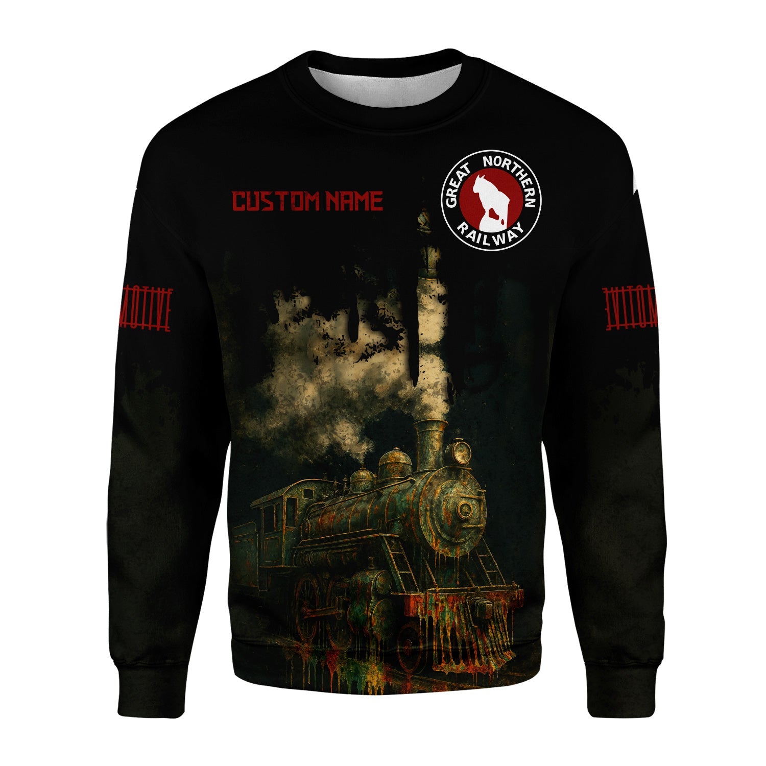 Railspirit Personalized Great Northern Railway Sweatshirt Vintage Train Art Style GNR Shirt For Locomotive Fans