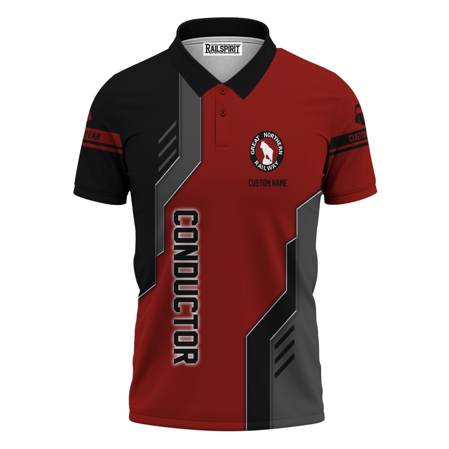 Railspirit Personalized Great Northern Railway Polo Shirt Unique Railway Style with Custom Job GNR Train Shirt