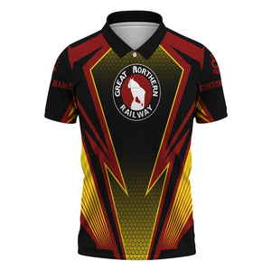 Railspirit Personalized Great Northern Railway Polo Shirt Lightning Graphic Style GNR Shirt Gift Idea For Train Lover