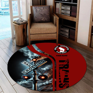 Railspirit Personalized Great Northern Railway Round Mat Railroad Crossing Sign GNR Mat All Over Print