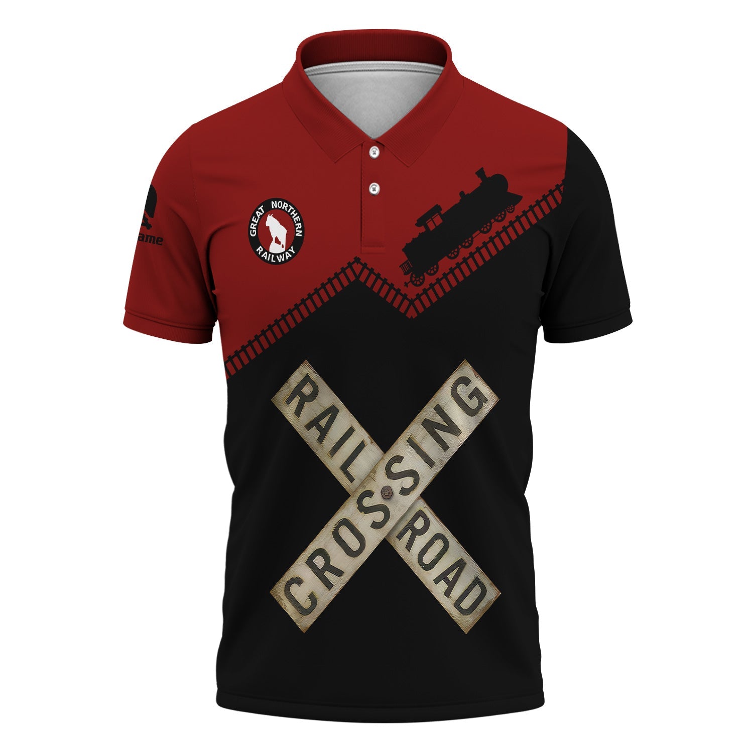 Railspirit Personalized Great Northern Railway Polo Shirt Railroad Crossing Printed Train Track Shirt