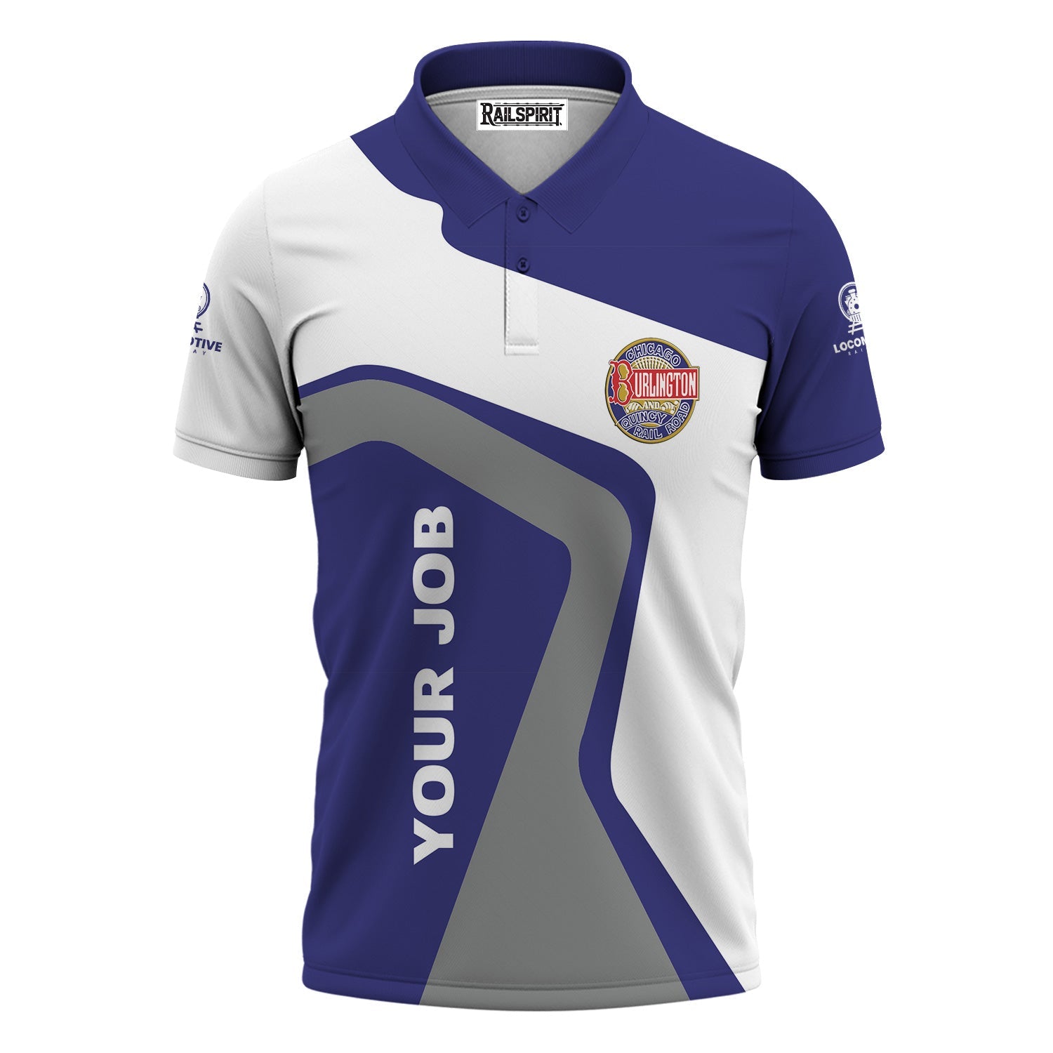 Railspirit Personalized Chicago, Burlington and Quincy Railroad Polo Shirt Unique Design with Custom Job Position Train Shirt