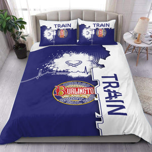 Railspirit Chicago, Burlington and Quincy Railroad Bedding Set Engine Heartbeat and Track Love Style Bedding Set Gift Idea For Train Lovers